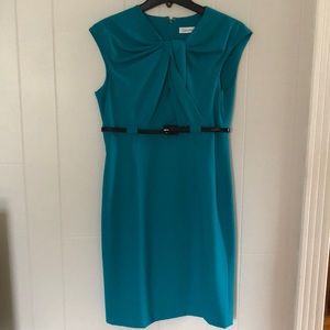 Calvin Klein Teal belt dress
